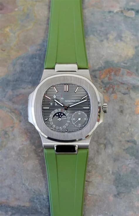 green rubber strap patek philippe|patek philippe replacement leather strap.